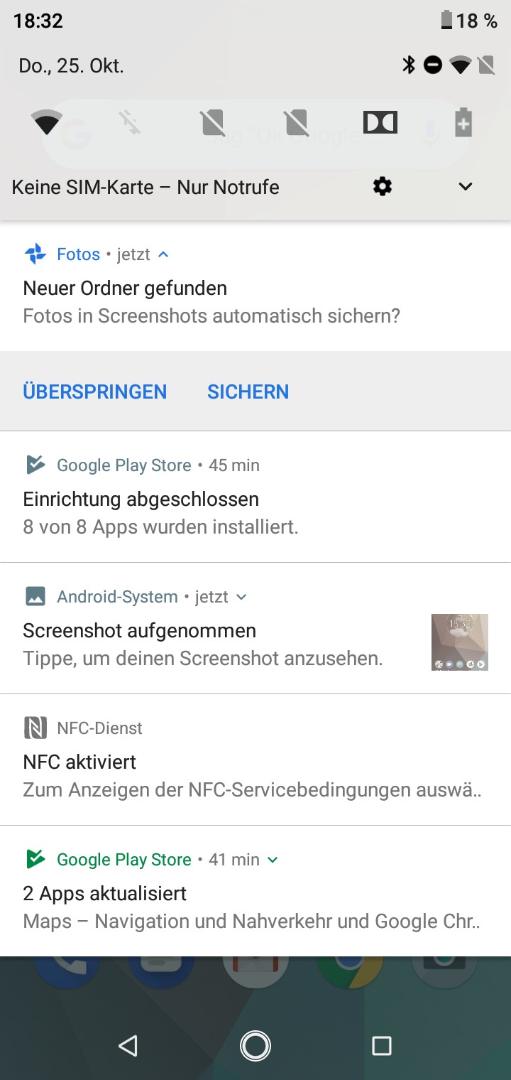 Benachrichtigungsleiste des Motorola One