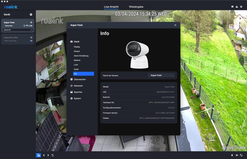 Reolink Argus Track: Konfiguration mit Desktop-App