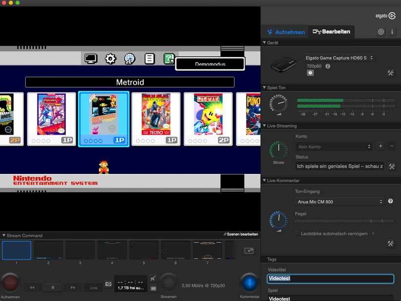 Die Elgato-Software in Aktion. 