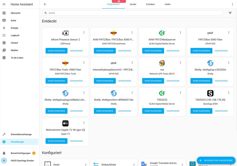 Über Docker können Anwender auf der Synology-NAS auch eine leistungsfähige Smart-Home-Zentrale wie Home Assistant installieren.