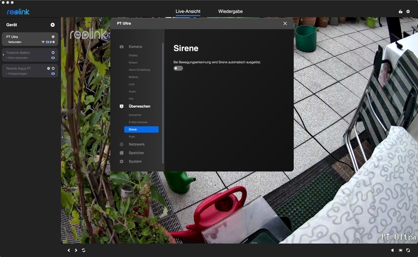 Reolink Argus PT Ultra: Einstellungen mit Desktop-App