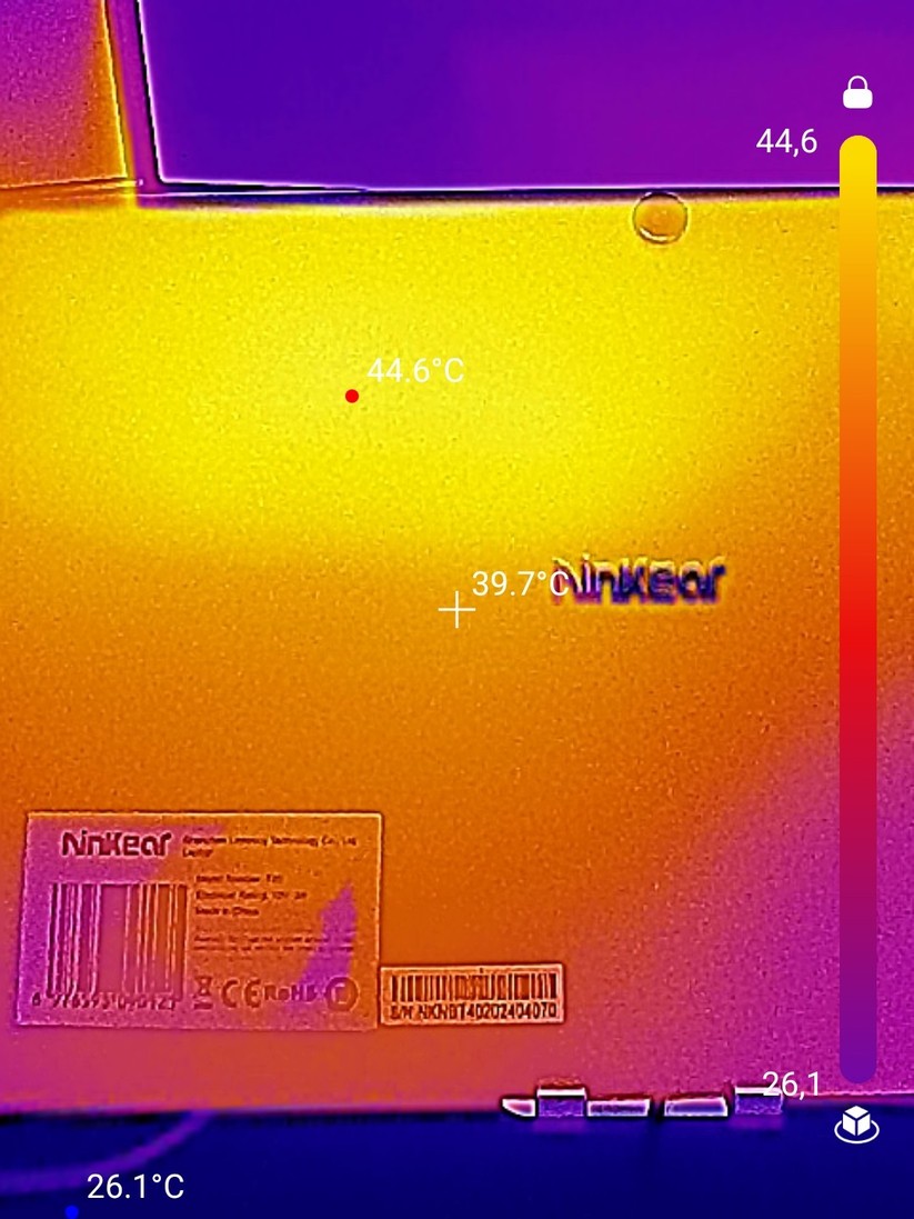 Ninkear T40 – Wärmeverteilung Rückseite