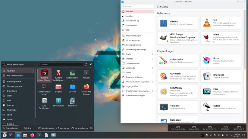 Tuxedo OS: Discover bietet eine große Auswahl an Software, zu denen auch Flatpak-Pakete zählen.