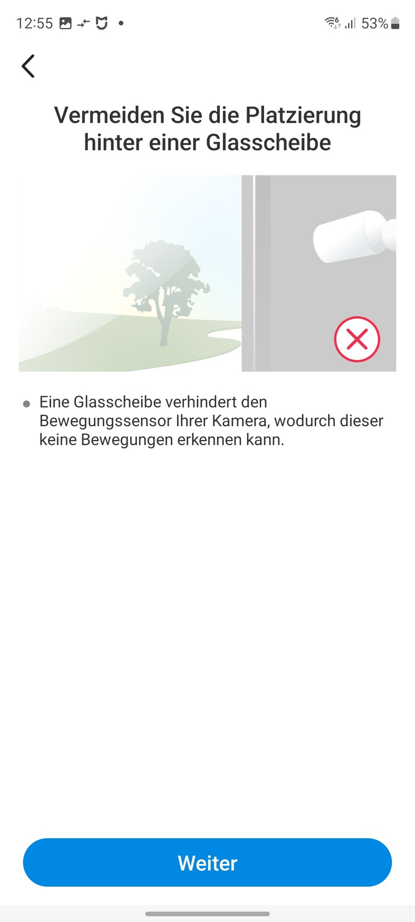 TP-Link C425: Das Set-up der Überwachungskamera erfolgt mit der Tapo-App, für die allerdings ein Konto erforderlich ist. Die App informiert dabei nicht nur die Funktionen der C425, sondern gibt auch Tipps zum Aufstellort.