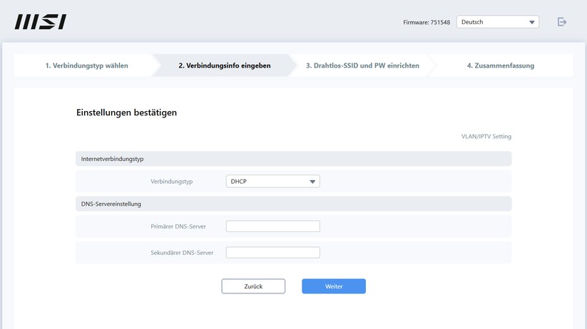 MSI Roamii BE Lite – Weboberfläche