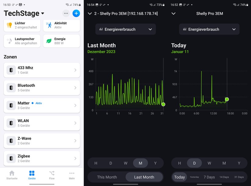 Homey Pro unterstützt alle relevanten Funkprotokolle und bietet zahlreiche Statistiken zu den einzelnen Geräten.