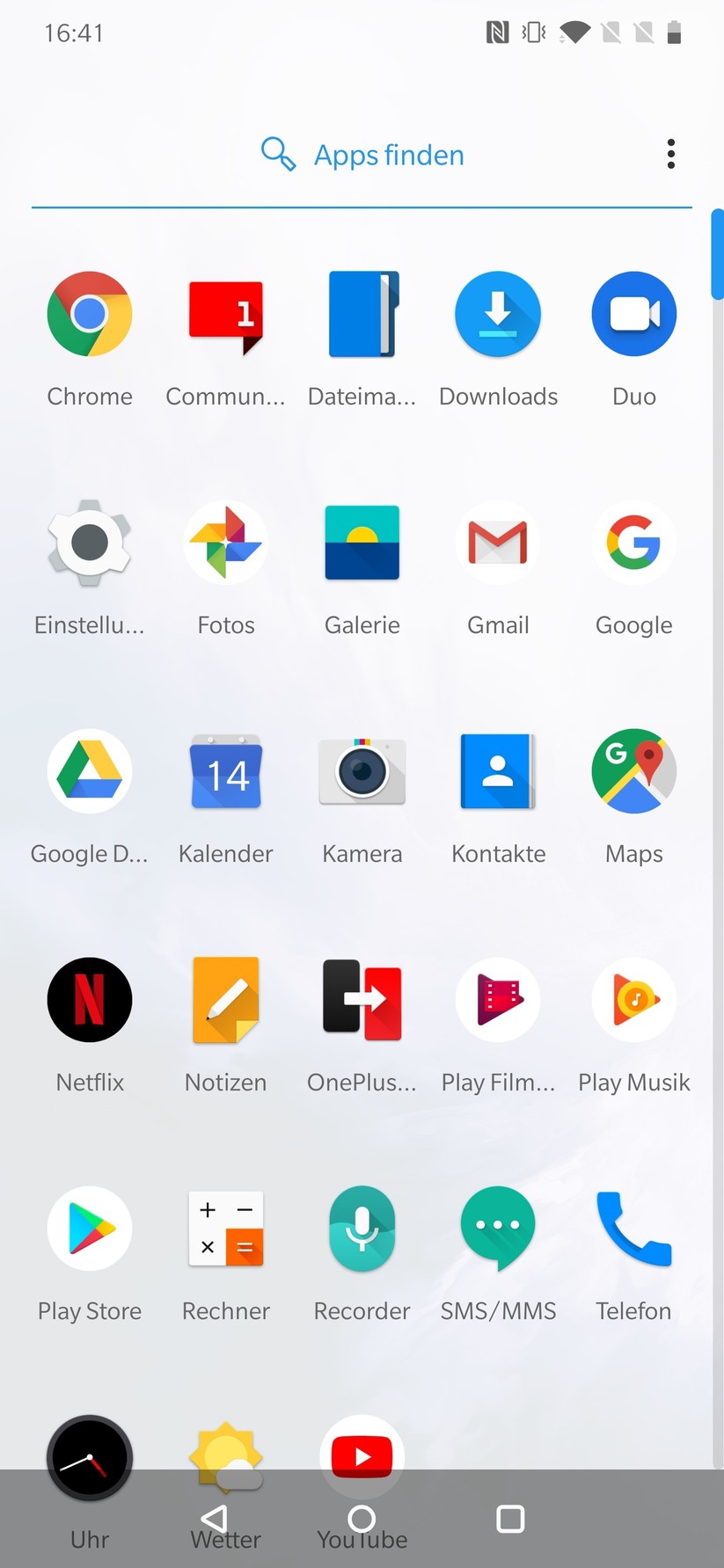 Hauptmenü (App-Drawer)
