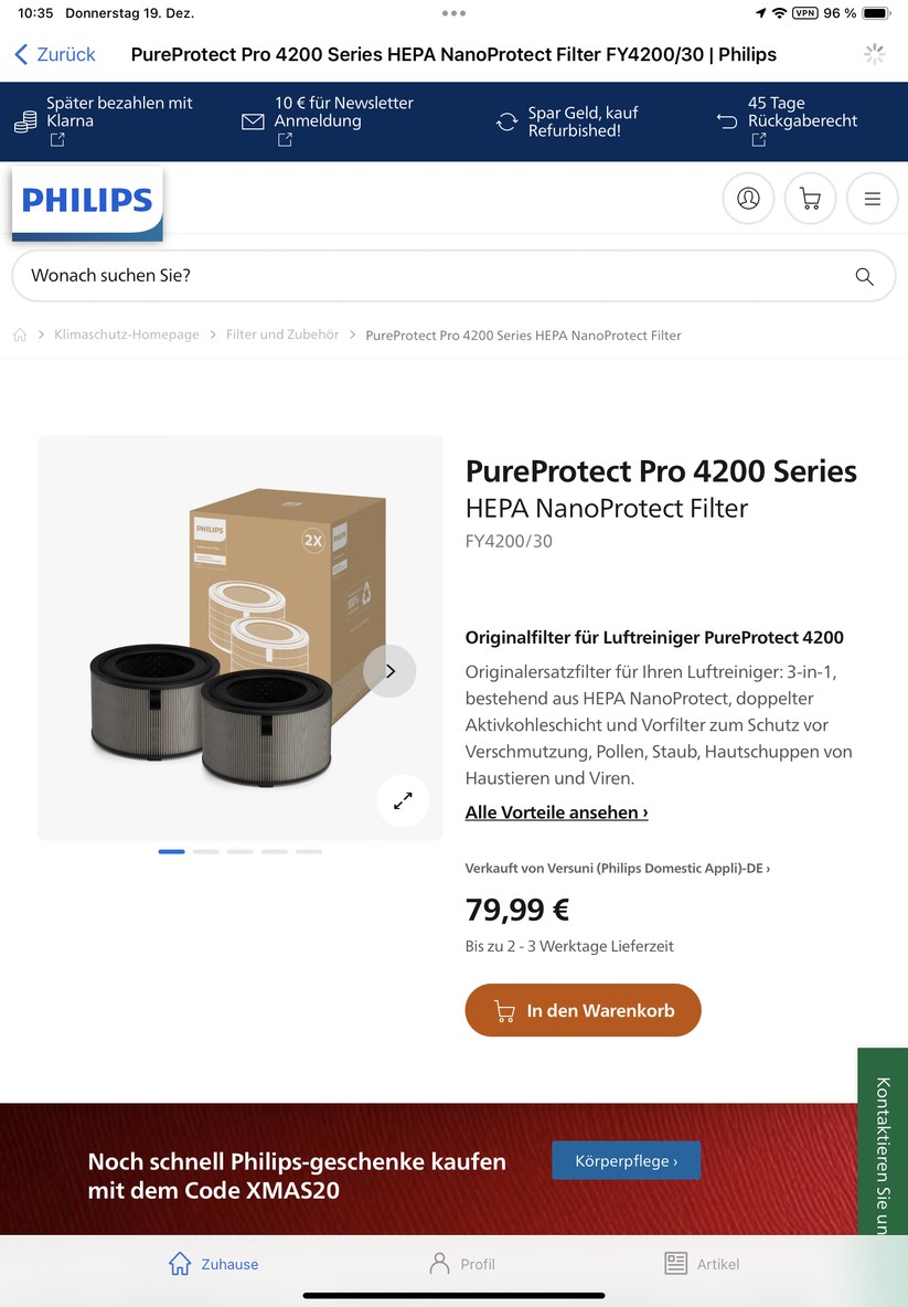 Mit der App Air+ können Anwender den Philips-Lufteiniger nicht nur einfach steuern und Zeitpläne anlegen. Sie bietet auch Informationen zur Funktionsweise des Geräts und zur Luftqualität. Außerdem integriert sie das Benutzerhandbuch und erläutert die Vorgehensweise für Reinigung und Austausch der Filter. 