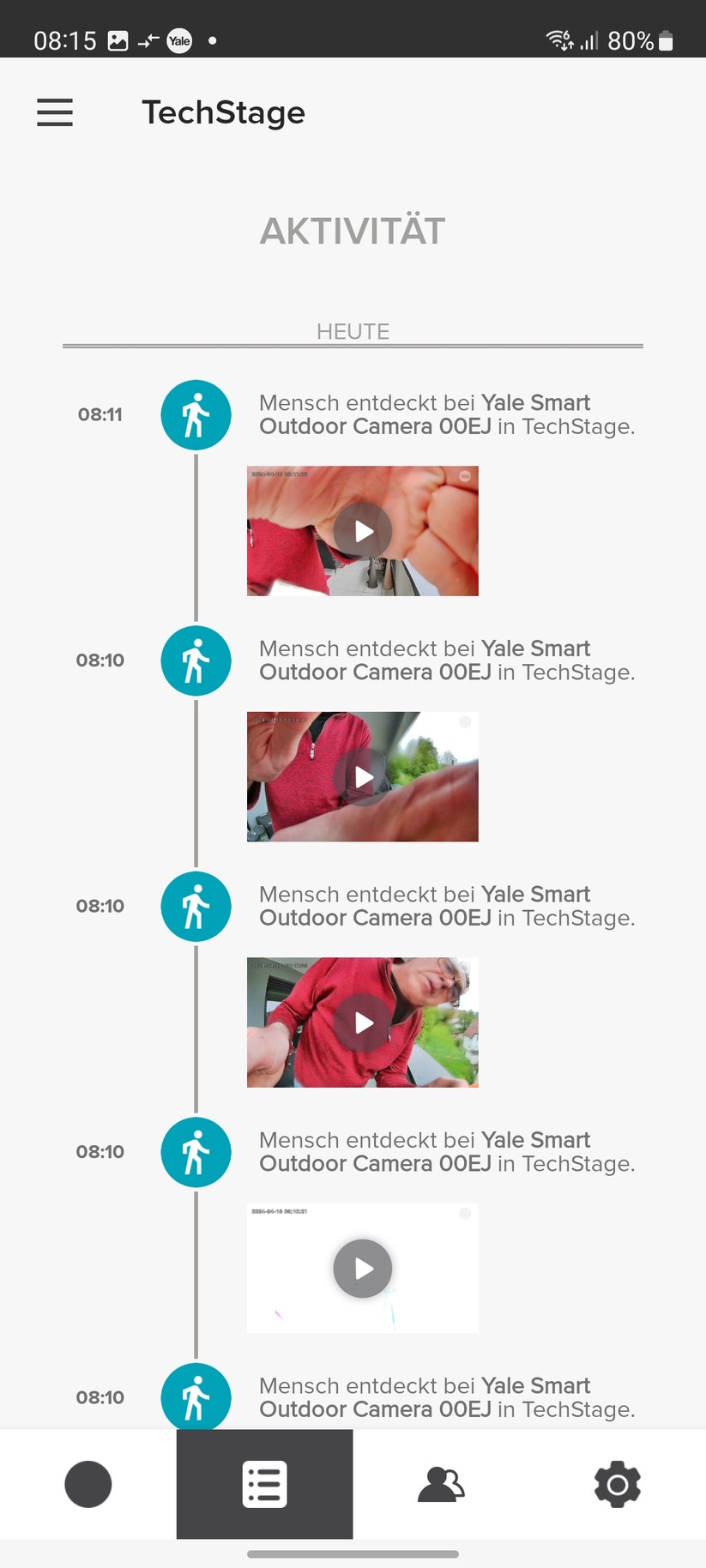 Yale Smart Outdoor Camera: Einstellungen, Aufnahmen