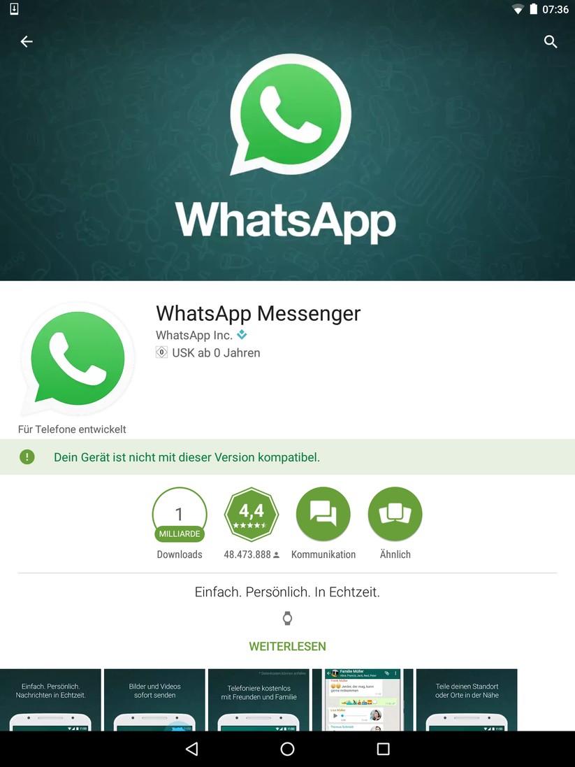 WhatsApp auf einem Android-Tablet installieren