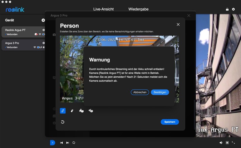Reolink Argus 3 Pro: Desktop-App