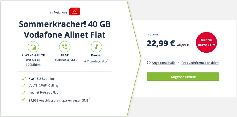 Der Vodafone-Deal von Mobilcom-Debitel ist aktuell das beste Angebot.