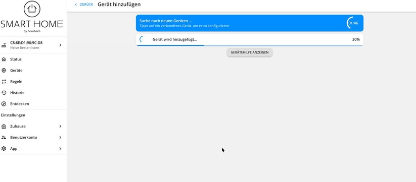 Über smarthomebyhornbach.com können Anwender ihr Smart Home bequem vom Desktop aus verwalten. Die Web-Oberfläche bietet die gleichen Funktionen wie die App.