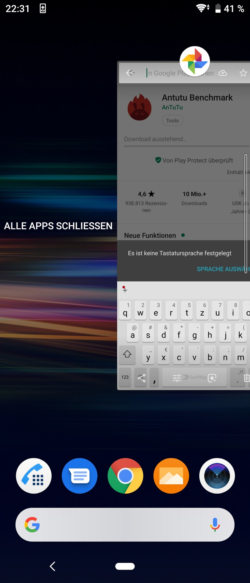 Alle Apps schießen auf dem Xperia 10