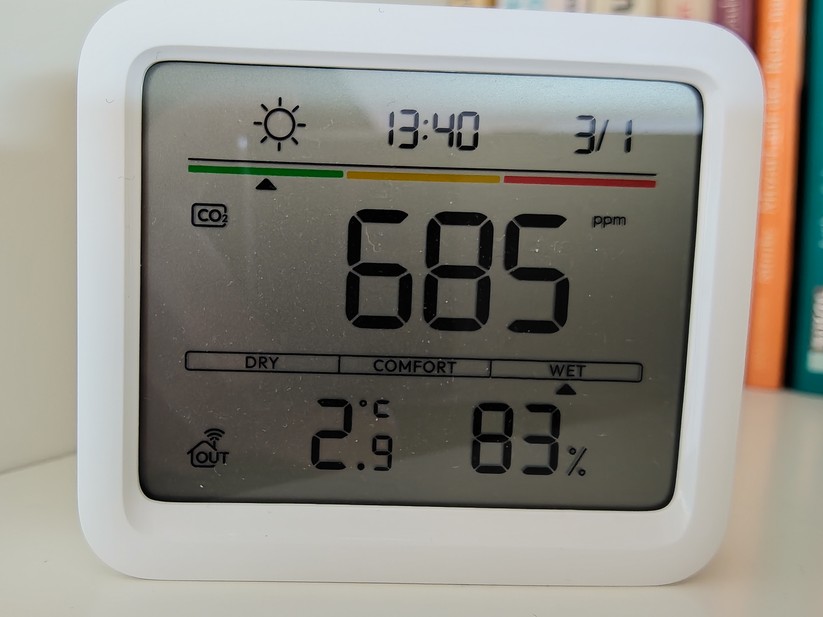 Switchbot Meter Pro CO₂: Bei ungünstigen Lichtverhältnissen ist das LC-Display nur schwer ablesbar.