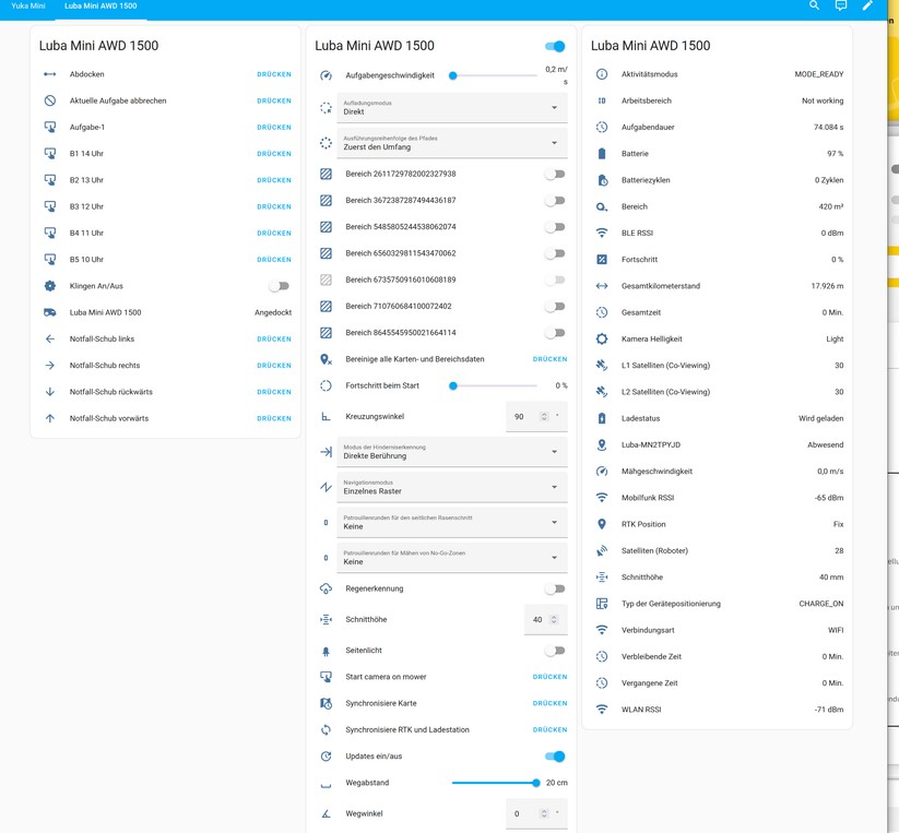 Mähroboter von Mammotion lassen sich auch unter Home Assistant einbinden und für Automatisierungen nutzen. Außerdem hat man dadurch deutlich mehr Daten im Blick. Etwa wie lange der Luba Mini AWD benötigt, bis er wieder aufgeladen ist.