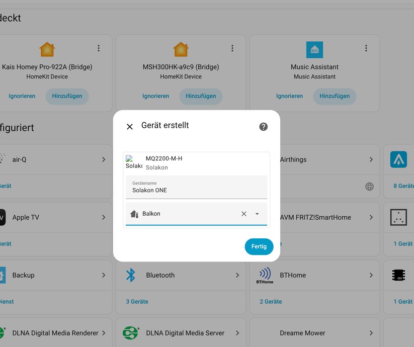 Solakon One: Integration in Home Assistant