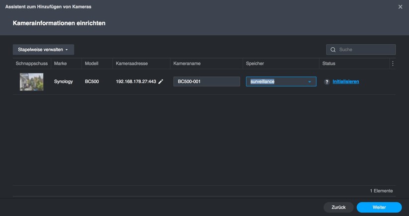 Synology BC500: Setup und Einstellungen