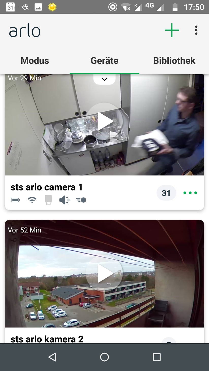 Die App unterstützt auch parallele Live-View mehrere Kameras. Größere Bildschirme, wie bei einem Tablet sind dann empfehlenswert. Wir haben die App auf einem Standard-Smartphone getestet (Moto G5plus). 