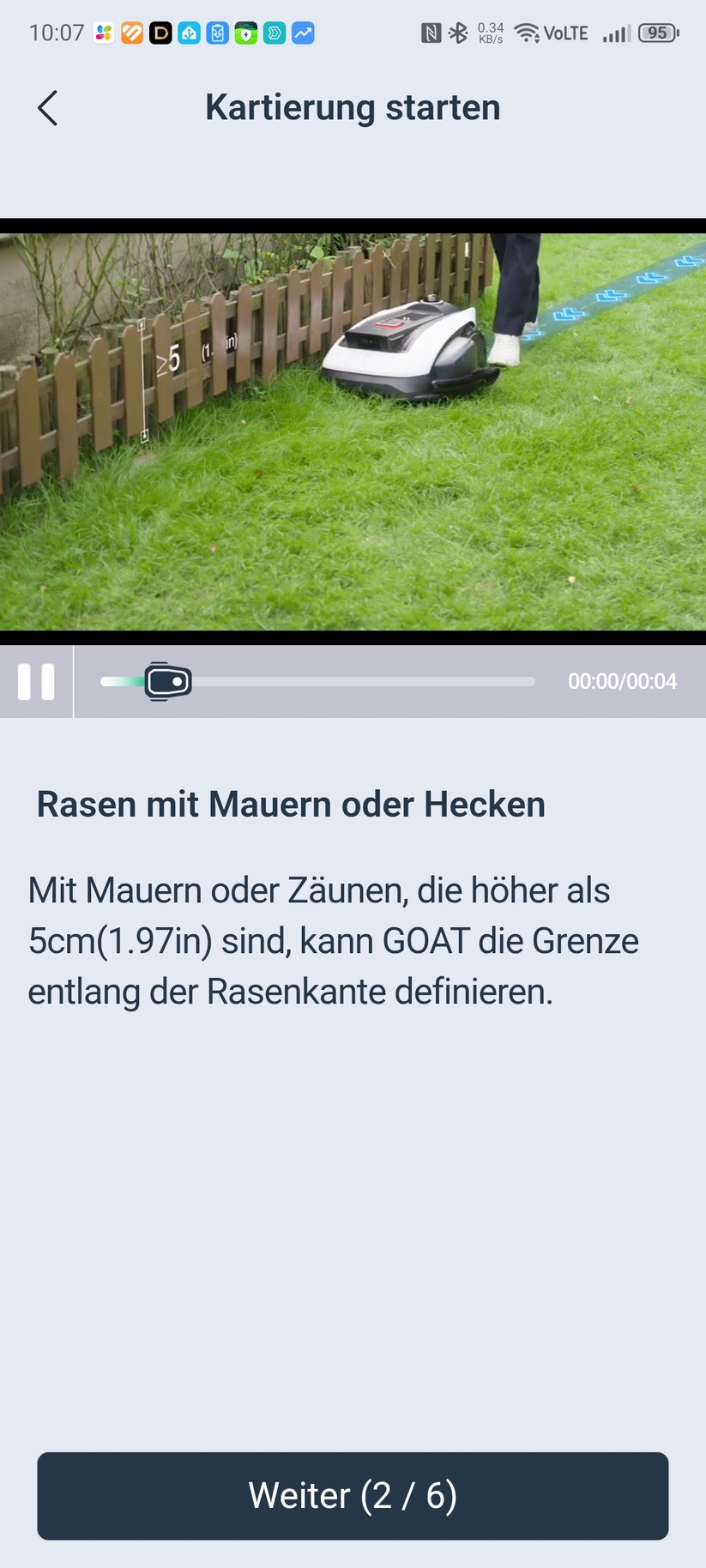 Die Ecovacs-App ist übersichtlich und einfach zu bedienen. Sie erlaubt die Einstellung wichtiger Mäh-Parameter und bietet viele Hilfestellungen, etwa für die Kartierung.
