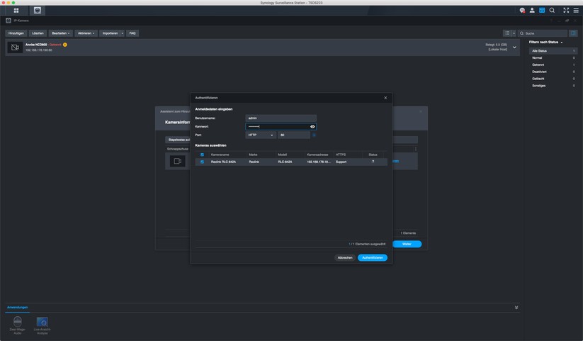 Synology Surveillance Station auf DS223