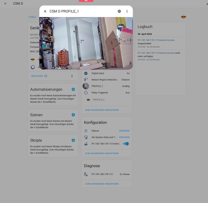 Foscam C5M 3K: Für die Steuerung der Überwachungskamera gibt es auch eine Desktop-Anwendung. Außerdem können Anwender dank Onvif-Support die C5M 3K auch mit Synology Surveillance Station betreiben und in Smart-Home-Zentralen wie Home Assistant einbinden.