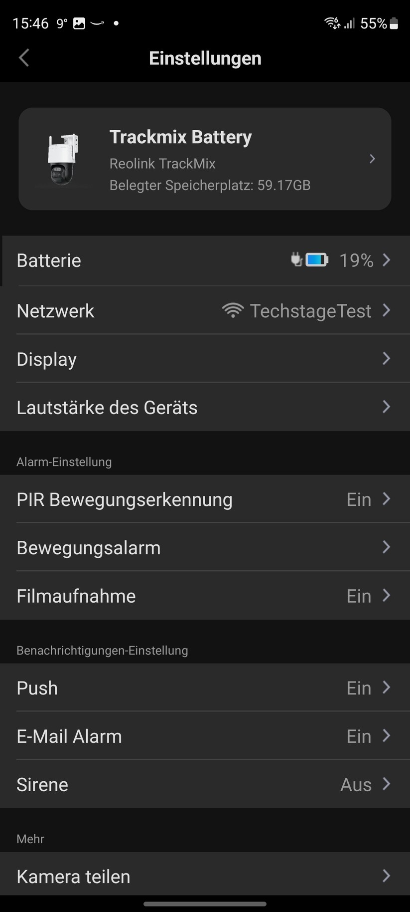 Reolink Trackmix Akku: App-Oberfläche und Beispiel-Bilder