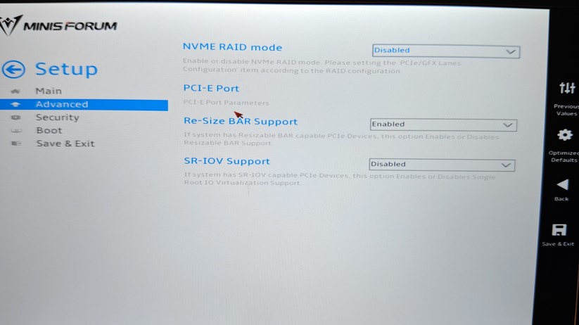 Minisforum MS-A1: Bios